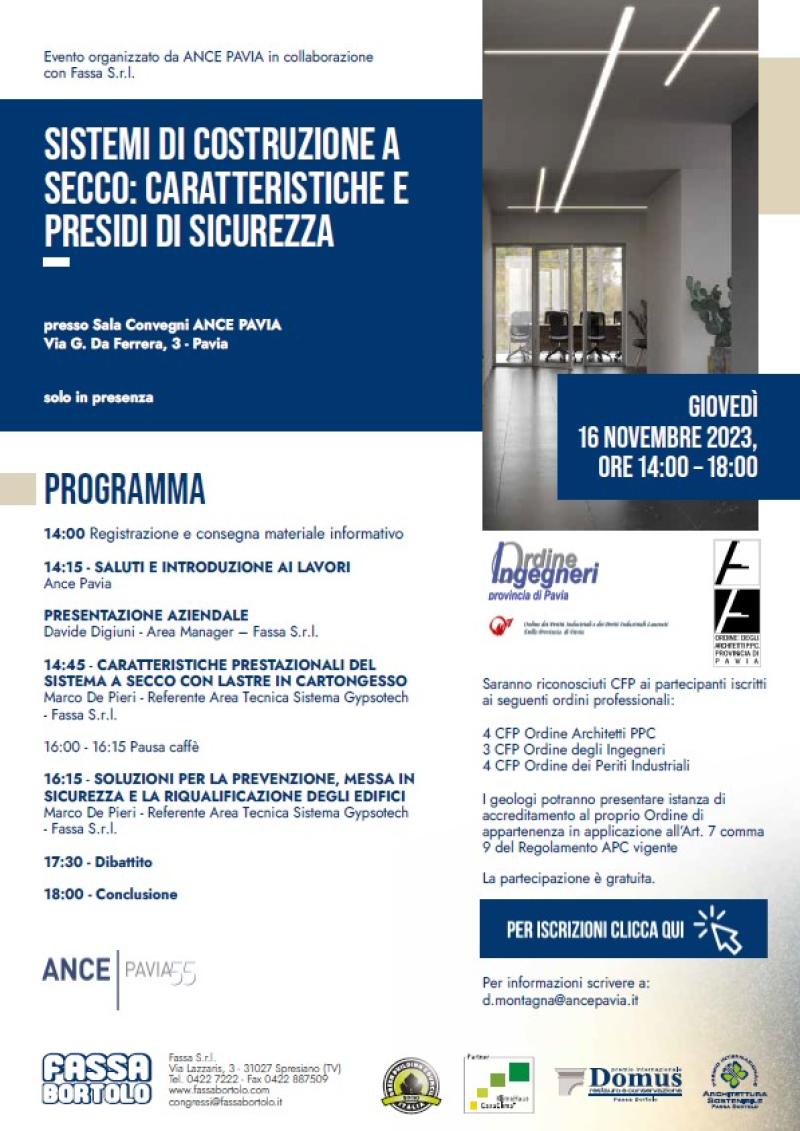 Ance Pavia - Fassa Bortolo, Seminario gratuito a Pavia  - 16 novembre 2023 - ore14.00